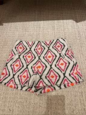 LOFT Pink & Orange Geometric High Waist Shorts